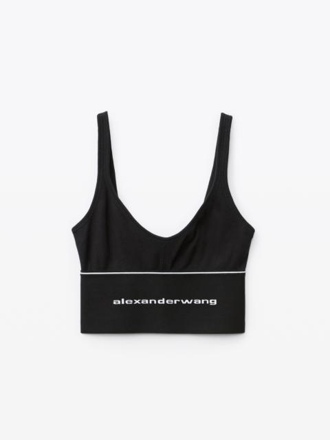 Alexander Wang LOGO ELASTIC BRA IN RIBBED JERSEY