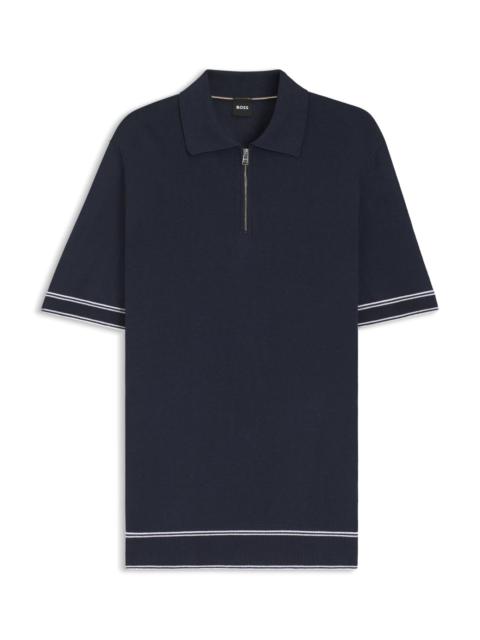 BOSS ZIP-NECK SWEATER IN A LINEN BLEND
