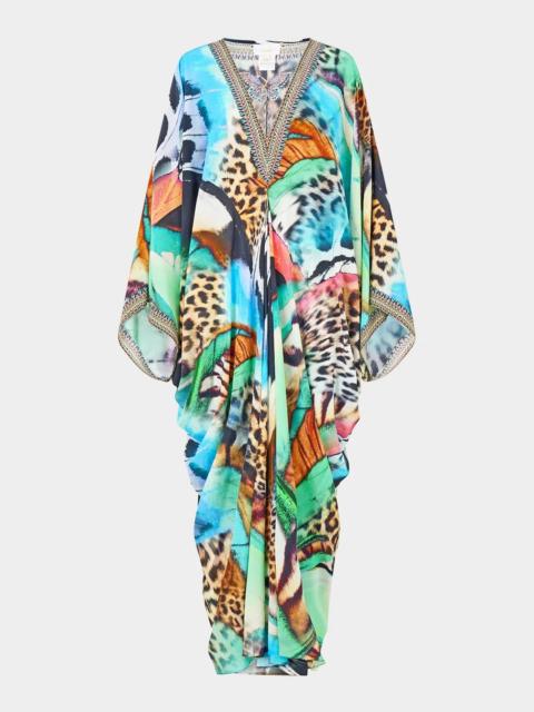 CAMILLA Butterfly Bohemia-Print T-Shape Long Kaftan