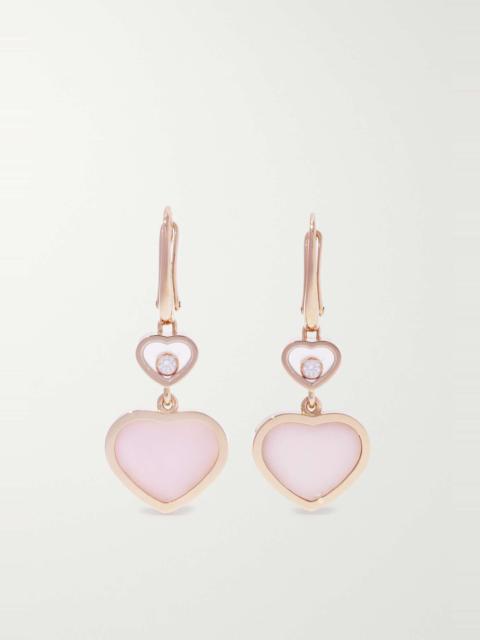 Chopard Happy Hearts 18-karat rose gold, opal and diamond earrings