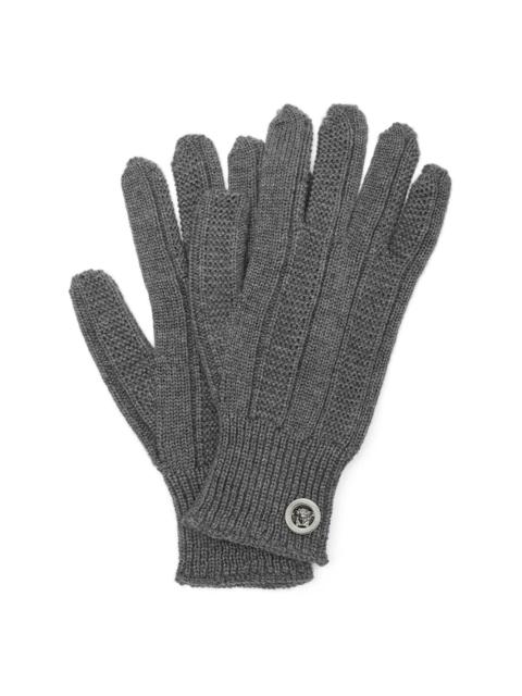 VERSACE Medusa-plaque ribbed-knit gloves