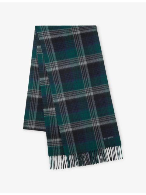 Mulberry Long Mulberry Heritage Check Wool Scarf