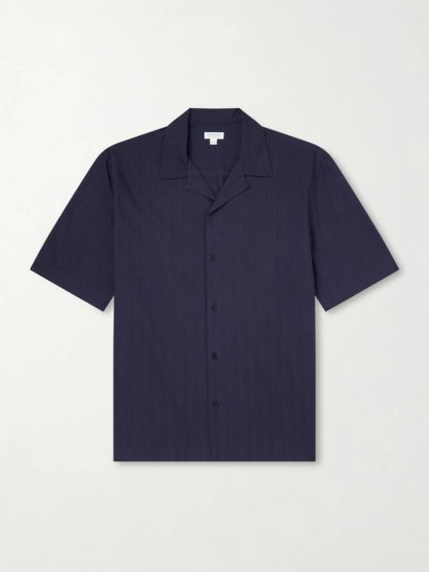 Sunspel Camp-Collar Textured-Cotton Shirt