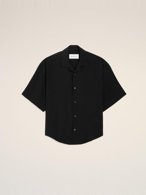 AMI Paris BLACK SHORT SLEEVE EMBROIDERED AMI PARIS BOXY SHIRT
