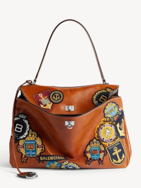 BALENCIAGA Men's Rodeo Handbag Large in New Tan/multicolor