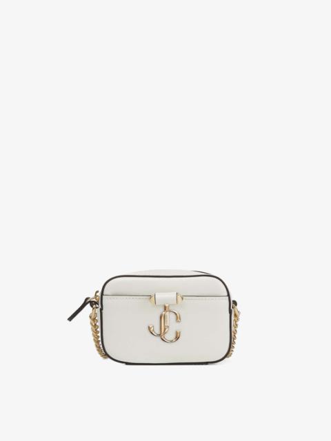 JIMMY CHOO Micro Hale
Latte Soft Shiny Calf Leather Mini Bag with Light Gold JC Emblem