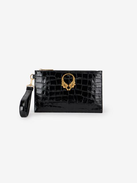 Roberto Cavalli Crocodile-embossed leather clutch