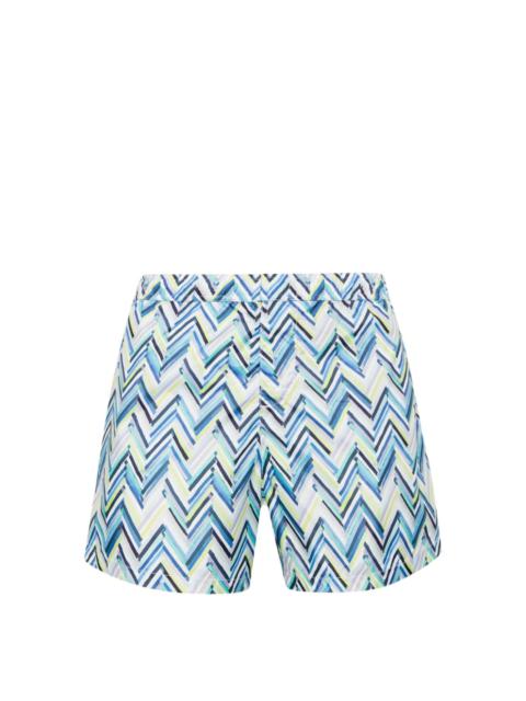 zigzag-pattern swim shorts
