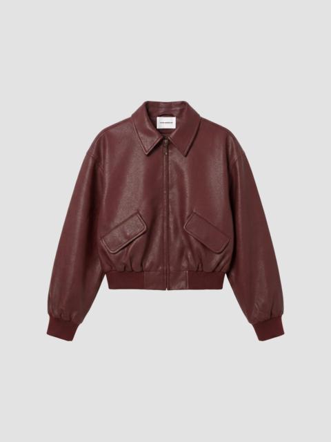 GOOD AMERICAN Women's The Better Than Leather Cropped Bomber Jacket - Berry Noir