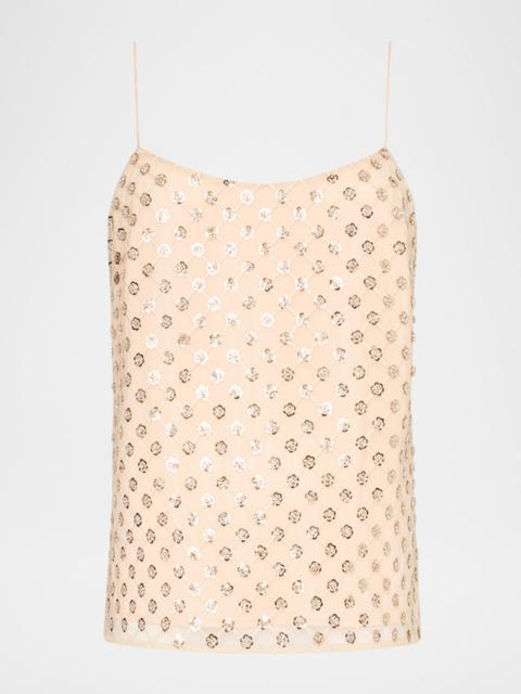 MILLY Rylan Sequin-Embroidered Tank Top