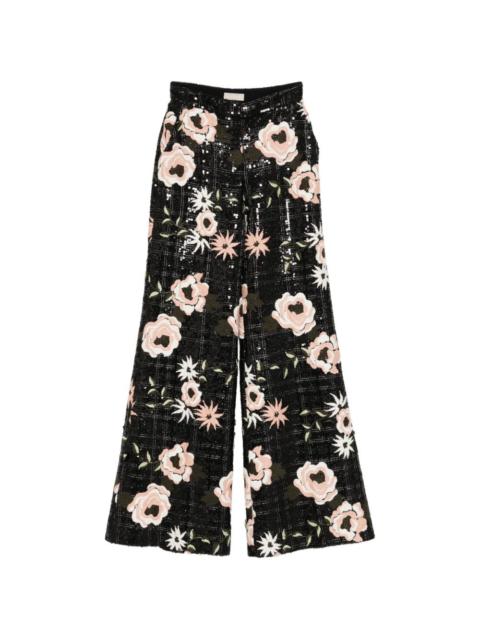 ELIE SAAB floral-embroidered flared trousers