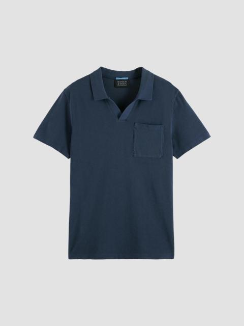 SCOTCH & SODA Men's Garment-Dyed Piqué Pocket Polo Shirt - Peacoat