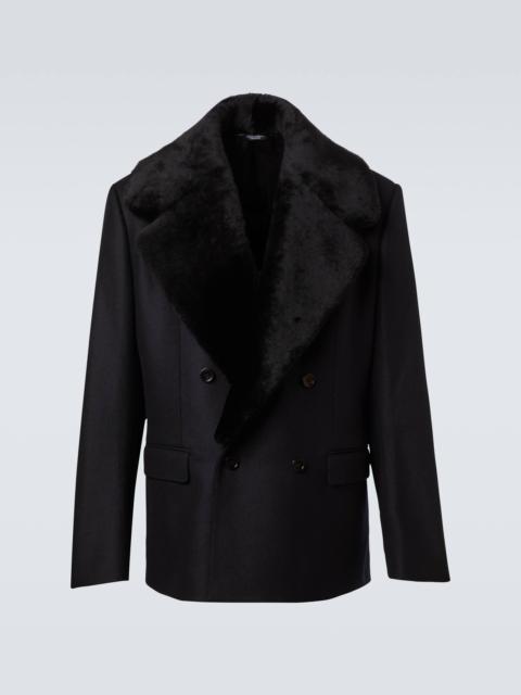 Dolce & Gabbana Shearling-trimmed virgin wool blazer