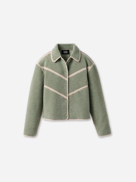 UGG ® Women's Ellison ®fluff Shell Jacket Fleece/Recycled Materials Tops in Green Fog Heather