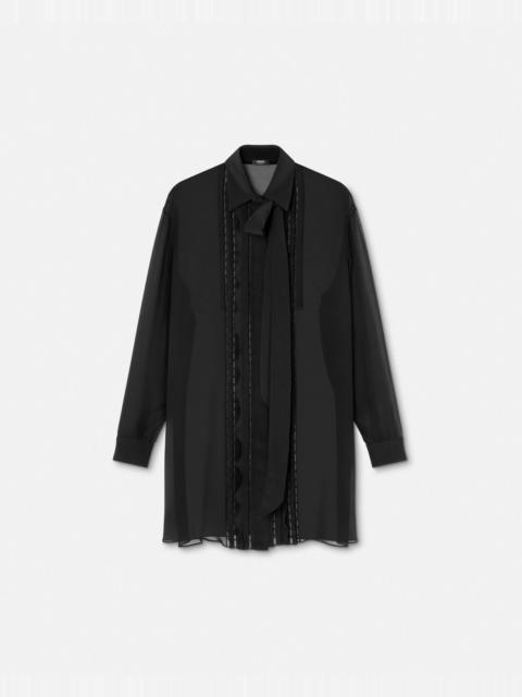 VERSACE Silk Georgette Lavallière Long Shirt