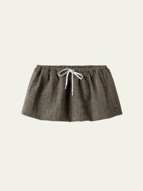Miu Miu Drawstring Wool Mini Skirt