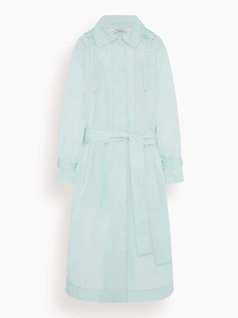 Another Tomorrow Recycled Nylon Trench in Aquamarine