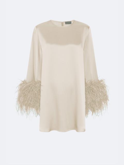 LAPOINTE Satin Dress With Feathers