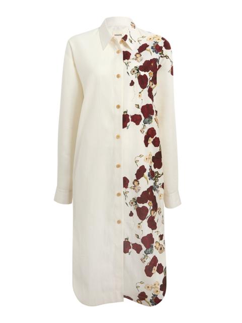 KHAITE Gloria Floral Cotton-Silk Organza Midi Dress off-white