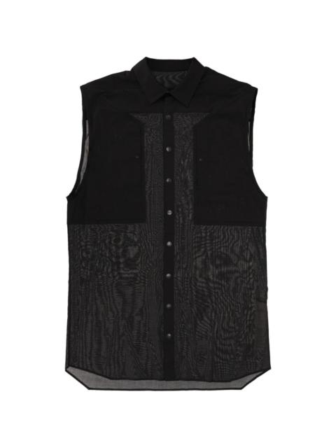 Rick Owens sleeveless mesh-panel shirt