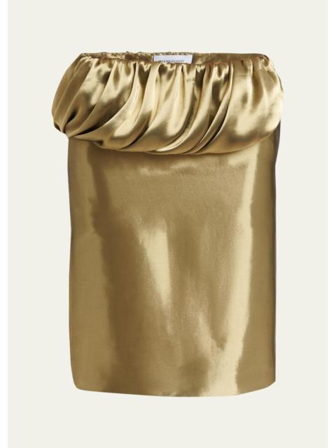 FERRAGAMO Lamé Wool Draped Peplum Skirt