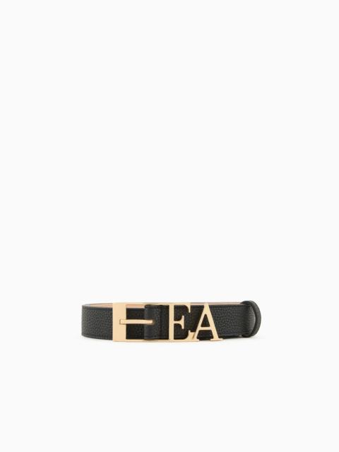EMPORIO ARMANI Deer-print belt with shaped EA buckle