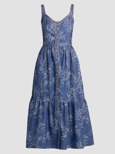 Etro Women's Paisley Denim Midi Dress - Blue