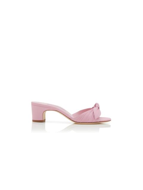 Light Purple Nappa Leather Bow Detail Mules