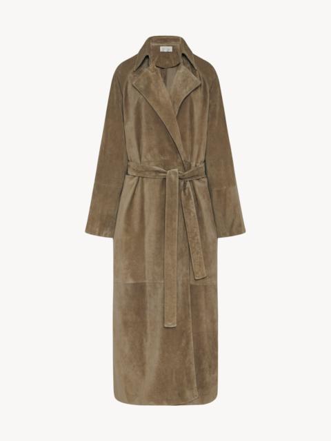 The Row Poseidone Coat in Sueded Leather
