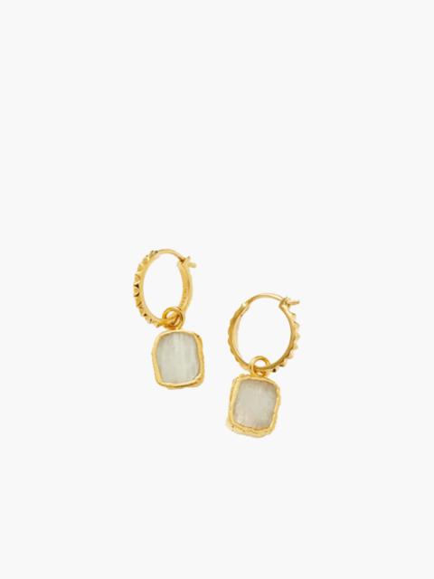 MISSOMA PYRAMID RAINBOW MOONSTONE MINI DROP CHARM HOOP EARRINGS