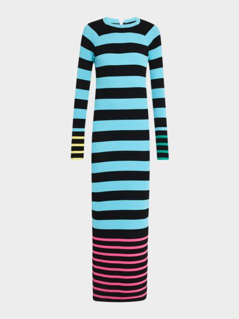 ZANKOV Sam Stripe Long-Sleeve Maxi Dress