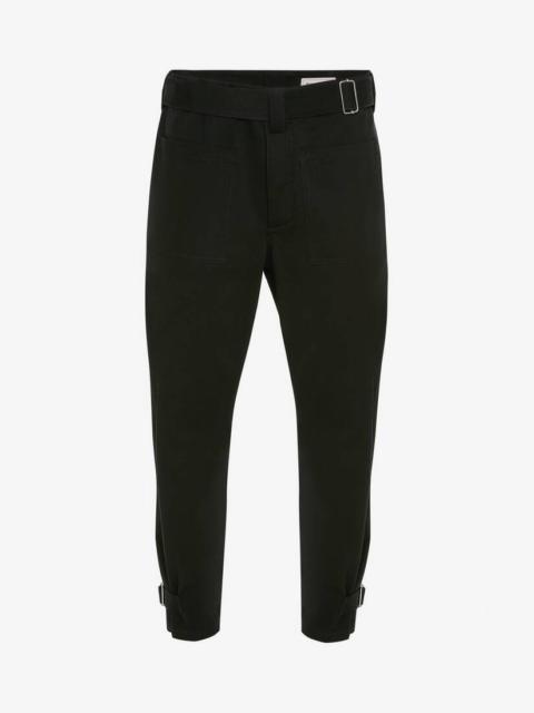 Alexander McQueen Men's Belted Military Trousers in Black