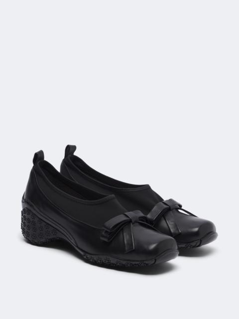 Simone Rocha Bow-detail leather-trimmed slip-on shoes