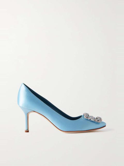 Hangisi Opal 70 crystal-embellished satin pumps