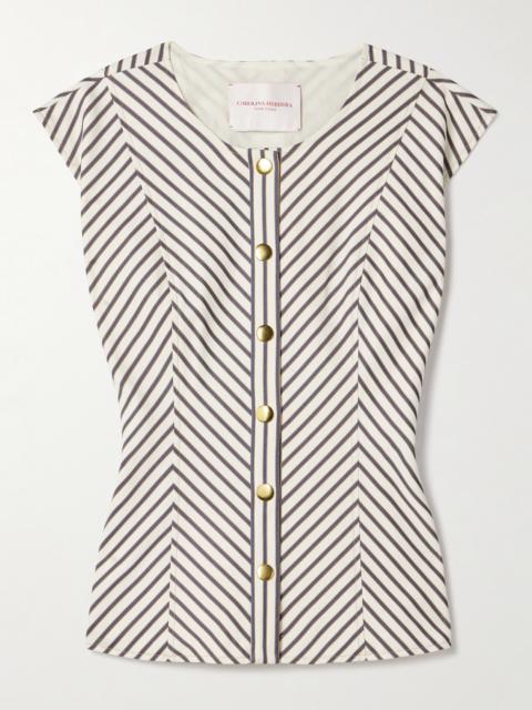 CAROLINA HERRERA Paneled Striped Twill Top