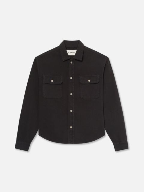 FRAME Textured Terry Overshirt in Navy
