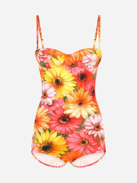 Dolce & Gabbana One-piece swimsuit with gerbera-daisy print