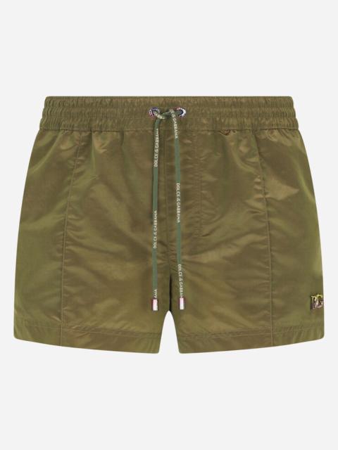 Dolce & Gabbana Short iridescent fabric swim trunks with DG logo