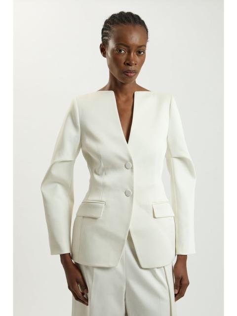 KAREN MILLEN Tailored Satin Collarless Blazer