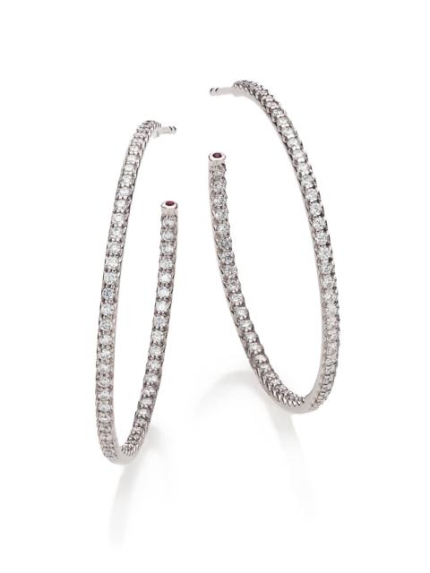 ROBERTO COIN Women's Diamond & 18K White Gold Inside-Outside Hoop Earrings/1.4" - White Gold