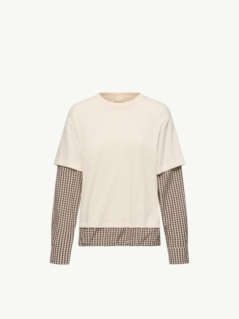Moncler Layered-Effect Vichy Cotton Blend T-Shirt