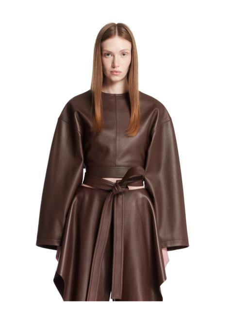 Alaïa Brown Leather Belted Top