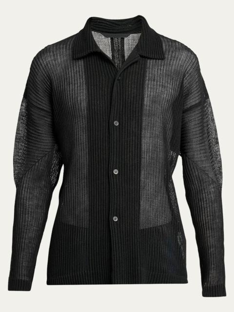ISSEY MIYAKE Men's Rustic Mesh Button-Down Shirt
