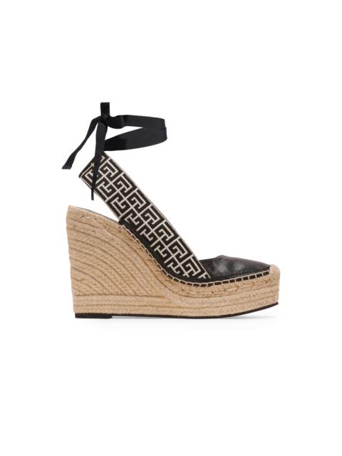 Balmain Alex monogram jacquard and leather espadrilles