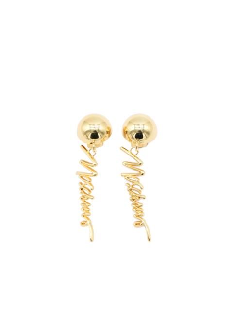 Moschino logo-lettering drop earrings