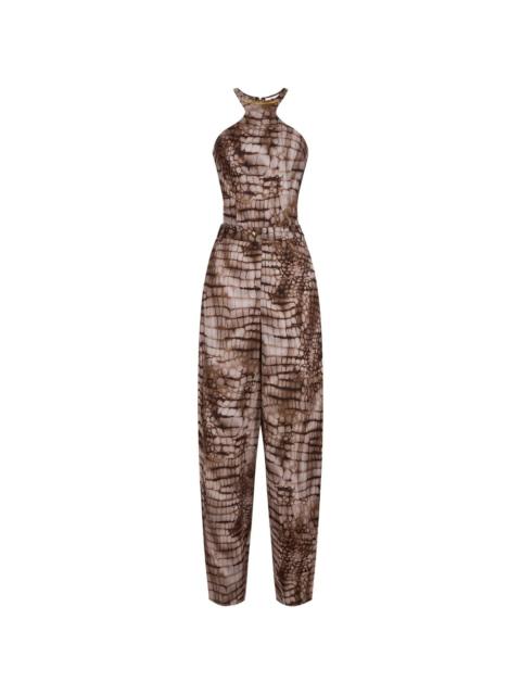 ELISABETTA FRANCHI alligator-print racerback jumpsuit
