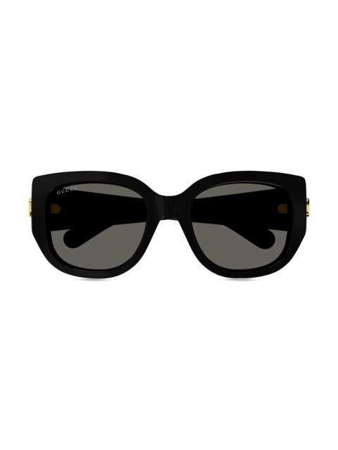 GUCCI Women's GG Corner 52MM Round Injection Sunglasses - Black Grey