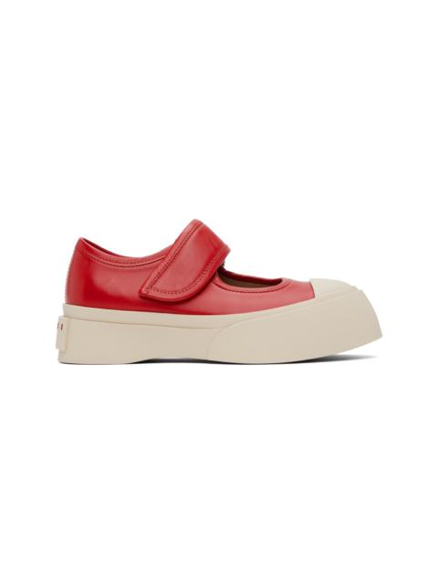 Marni Red Leather Mary Jane Sneakers