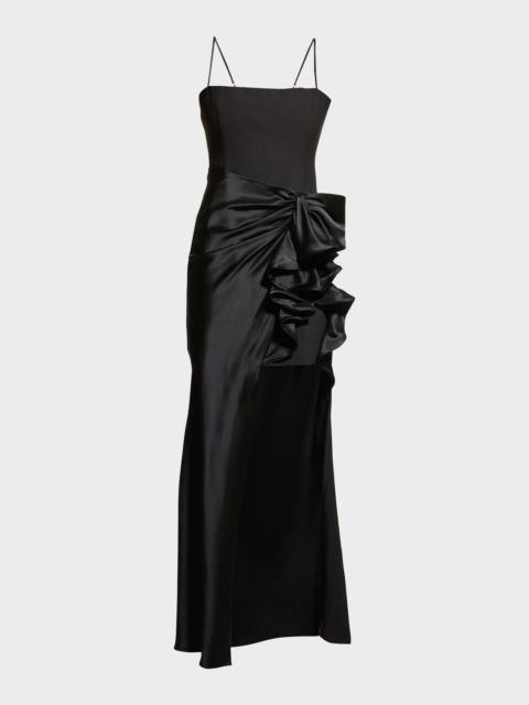 Cinq à Sept Drina Sleeveless Satin Wrap Gown
