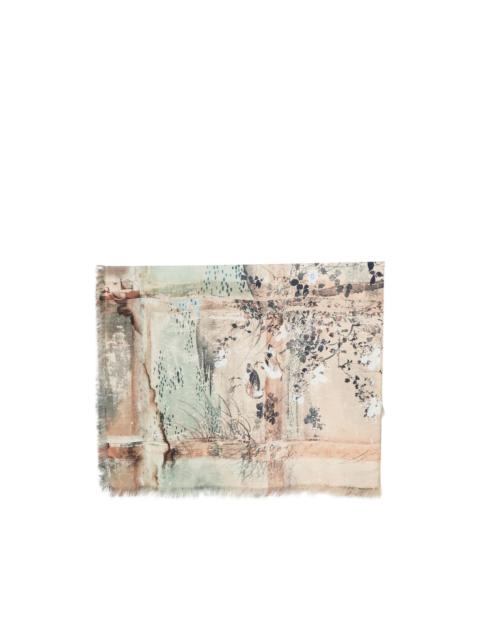 Pierre-Louis Mascia graphic-print frayed scarf